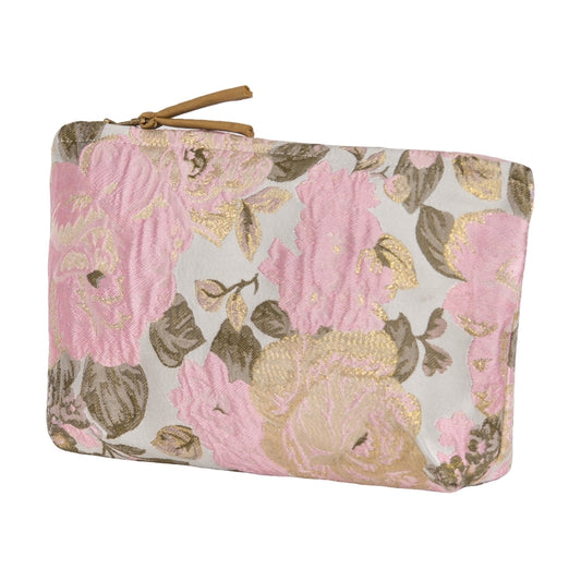 DAGNY #487-837/27 Pouch Sand w/rose flowers/gold lurex