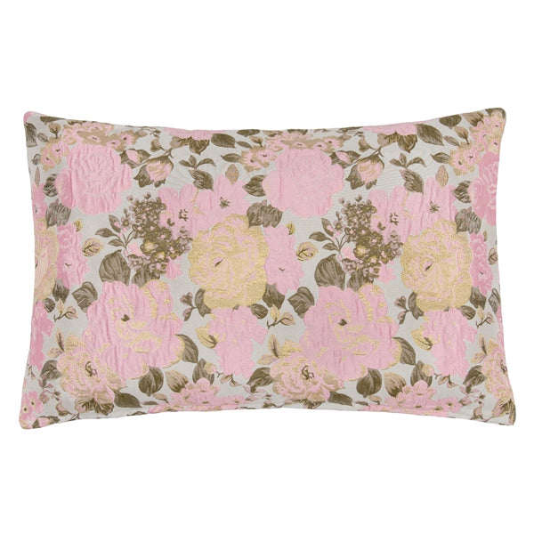 DAGNY #487-837/40 Cushion cover Sand w/rose flowers/gold lurex