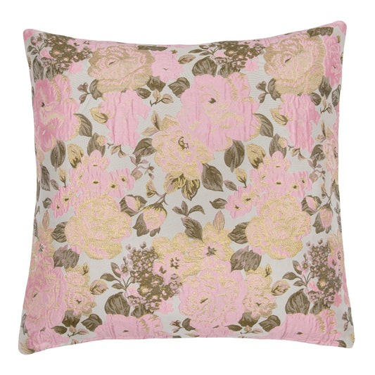 DAGNY #487-837/40 Cushion cover Sand w/rose flowers/gold lurex