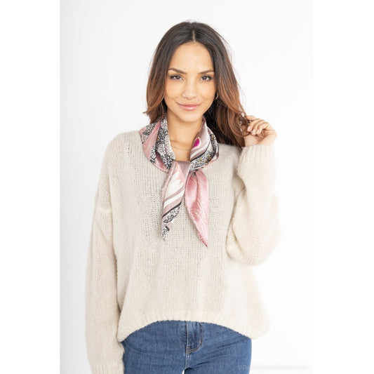 DAGNY #7263AF Scarves Grey/pink/off white